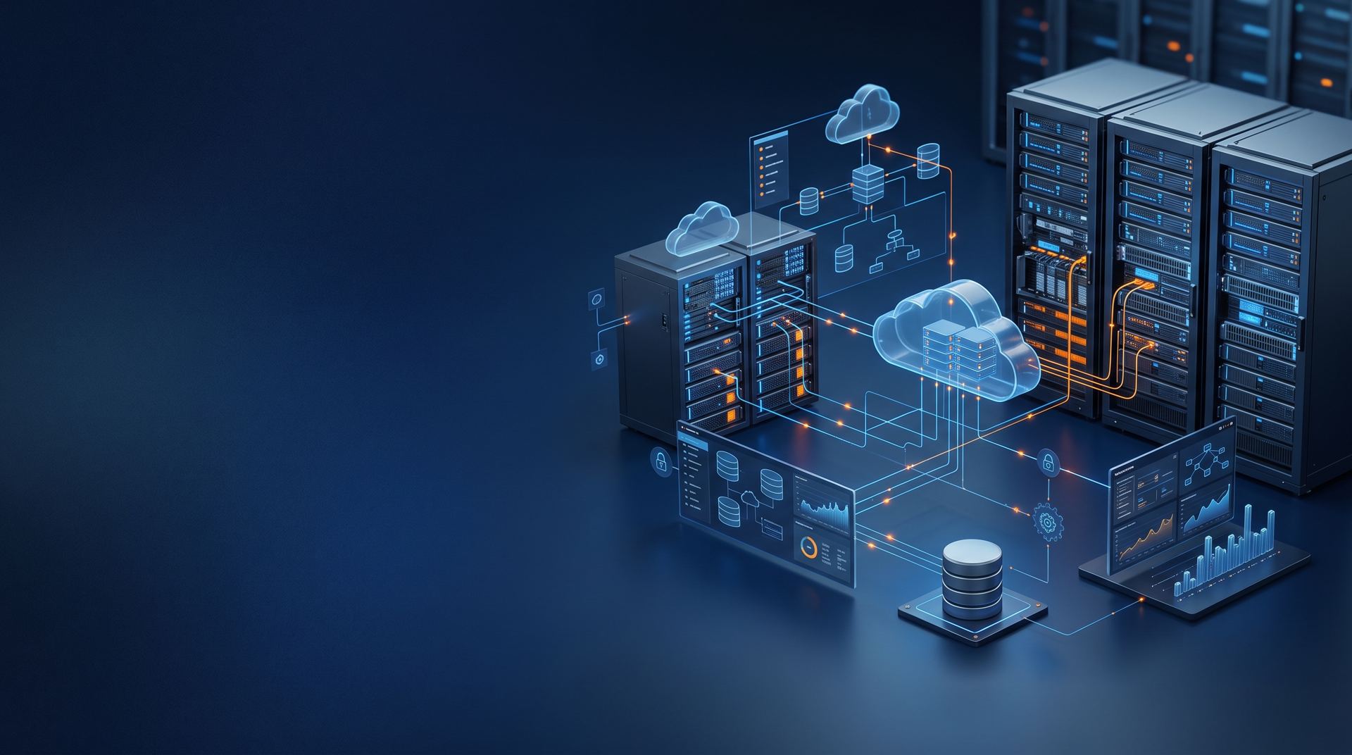 Infraestructura de servidores y servicios en la nube conectados de forma segura